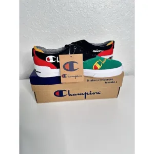 Champion Men's Swipe Colorblock Black &amp; Multi Canvas Shoes Size 7 NEW CP101171Y