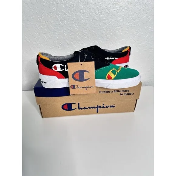 Champion Men's Swipe Colorblock Black &amp; Multi Canvas Shoes Size 7 NEW CP101171Y