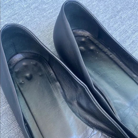Chanel Black Leather Flats with Silver Chain