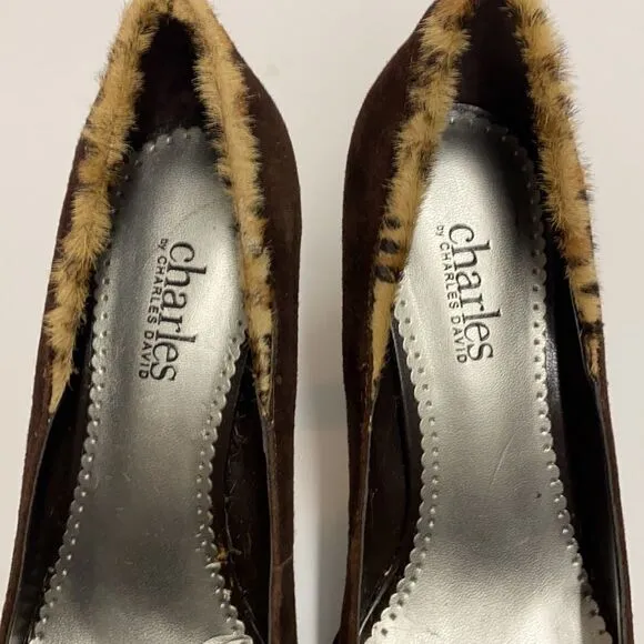 CHARLES DAVID LEOPARD 🐆 PRINT PLATFORM HEELS SIZE 8 A11