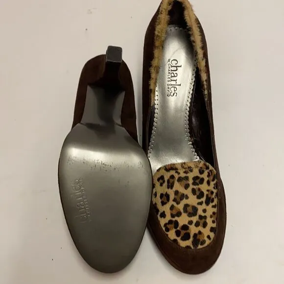 CHARLES DAVID LEOPARD 🐆 PRINT PLATFORM HEELS SIZE 8 A11