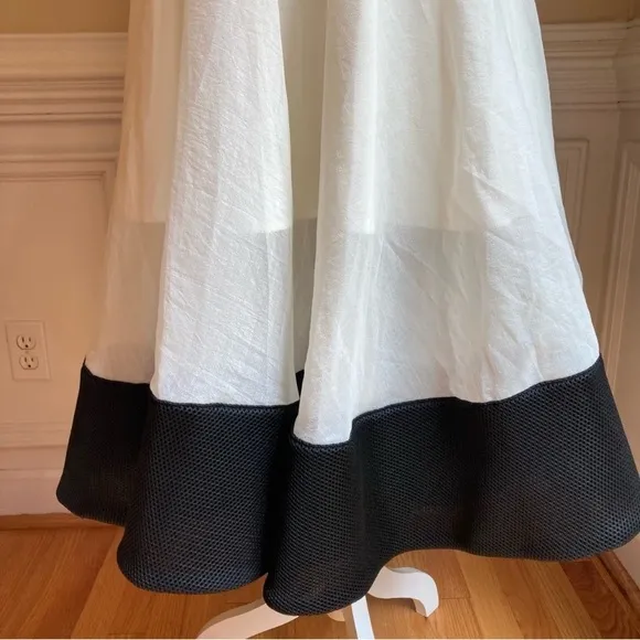 CHICWISH Swing in the Breeze Cream ivory Black Colorblock Full Circle Skirt NWT