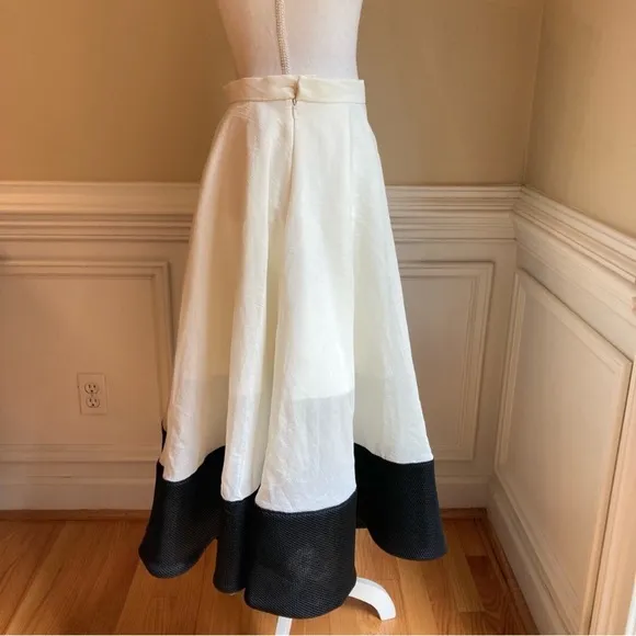 CHICWISH Swing in the Breeze Cream ivory Black Colorblock Full Circle Skirt NWT