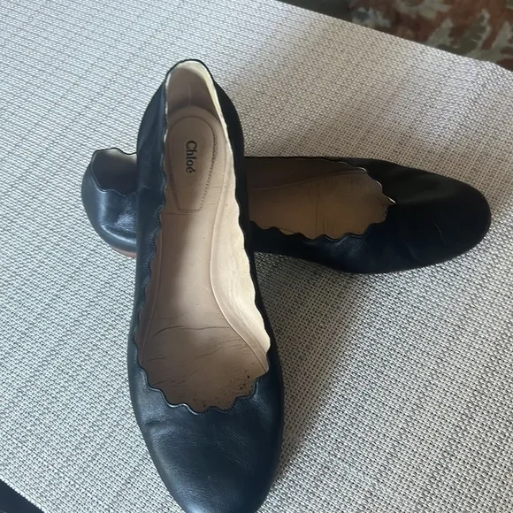 💵CHLOE♥️pre loved 🥰 Chloé Women's Lauren Black Ballet Flats Size 371/2 ,US 7.5