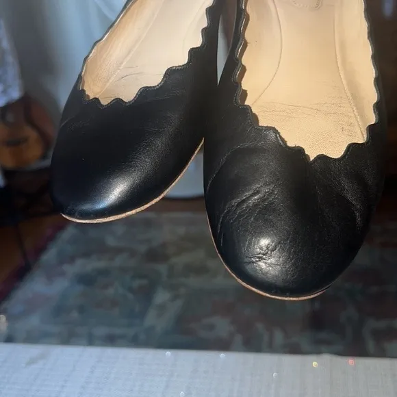 💵CHLOE♥️pre loved 🥰 Chloé Women's Lauren Black Ballet Flats Size 371/2 ,US 7.5