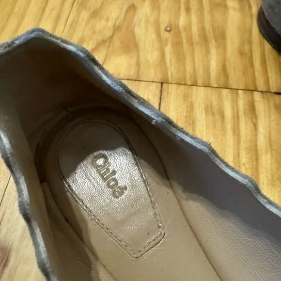 Chloe Women’s Shoes Beige Scalloped Suede Ballet Flats EUR 37/US 6.5
