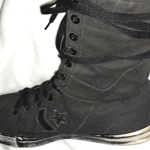 Chuck Taylor Converse Black High-Top Sneakers, Distressed Imdustrial Appeal