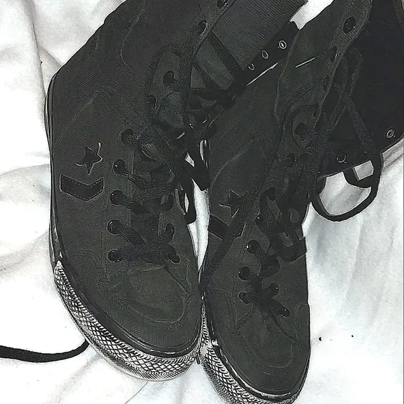 Chuck Taylor Converse Black High-Top Sneakers, Distressed Imdustrial Appeal
