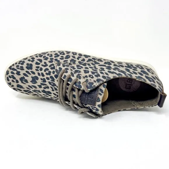 Clae Ellington Textile Umber Leopard Print Canvas Mens Premium Sneakers