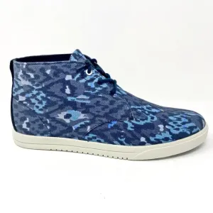 Clae Strayhorn Textile Midnight Batik Blue Mens Canvas Mid Casual Sneakers