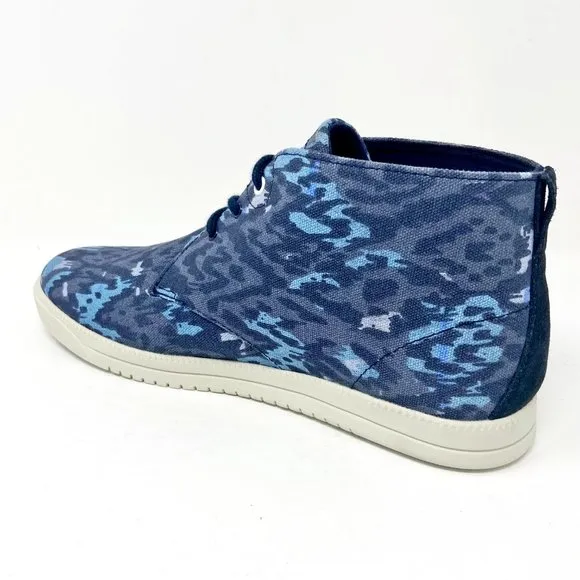 Clae Strayhorn Textile Midnight Batik Blue Mens Canvas Mid Casual Sneakers