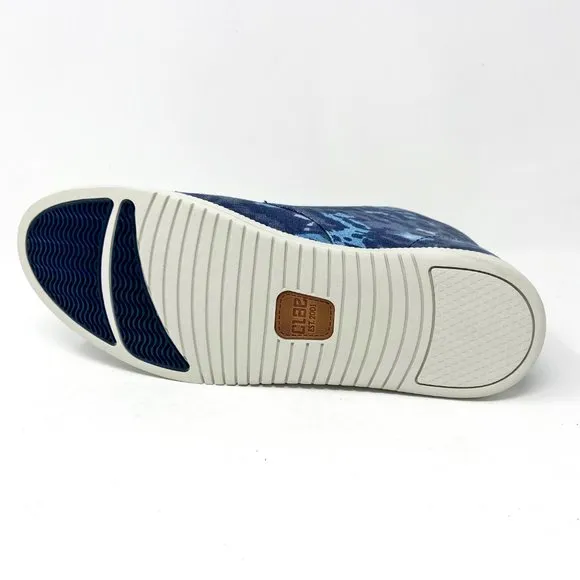 Clae Strayhorn Textile Midnight Batik Blue Mens Canvas Mid Casual Sneakers