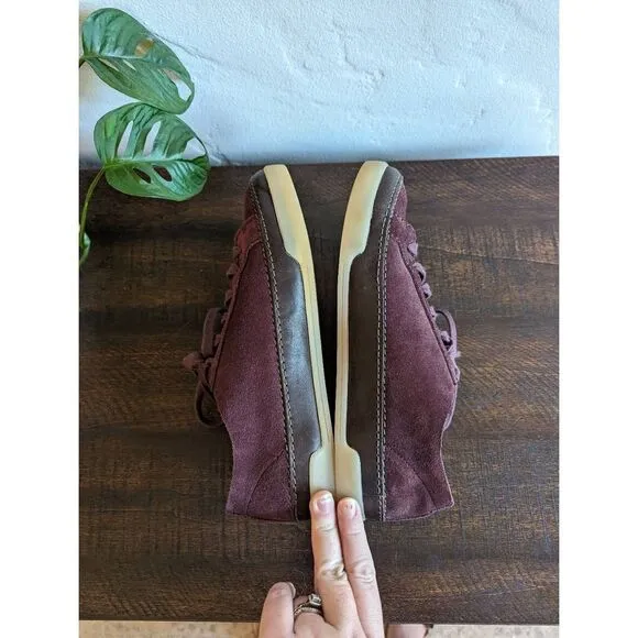 Clarks Casual Lace Up Hidi Holly Burgundy Suede Sneaker Shoes - Size 8.5