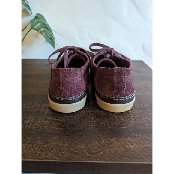 Clarks Casual Lace Up Hidi Holly Burgundy Suede Sneaker Shoes - Size 8.5