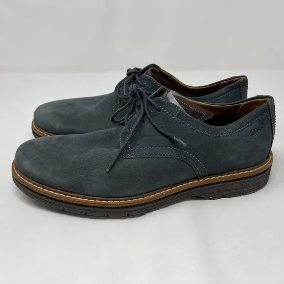 Clarks Gray Suede Oxford Shoes Mens 8.5 Lace Up Casual Dress