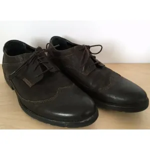 CLARKS Mens Brown Leather Lace Up Distressed Oxford Casual Shoes