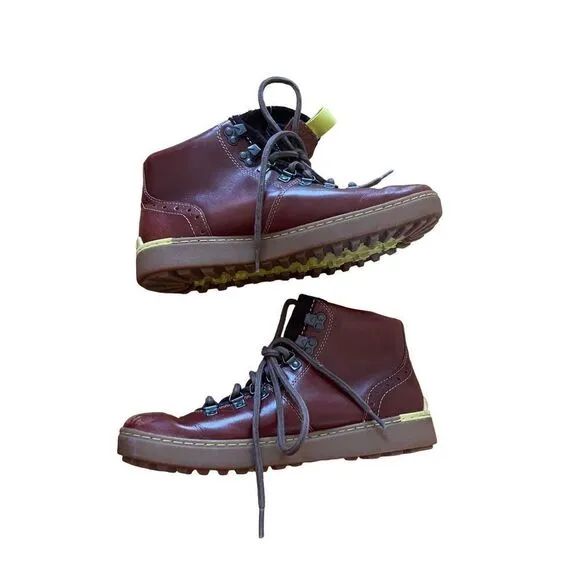 Clarks Mens Chestnut Brown Leather Lace Up Nanu Rise GTX Hiking Boots Size 9.5M
