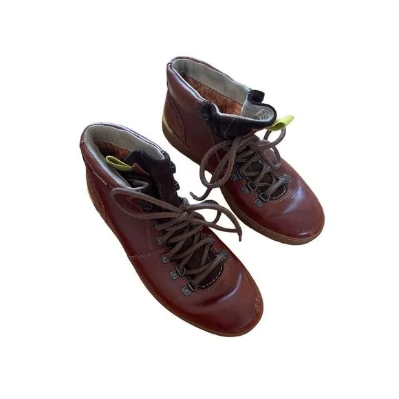 Clarks Mens Chestnut Brown Leather Lace Up Nanu Rise GTX Hiking Boots Size 9.5M