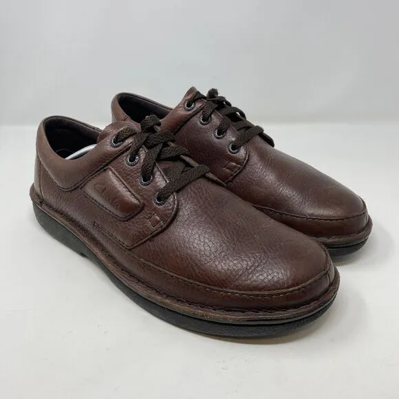 Clarks Nature II Mens Size 13 Brown Pebbled Leather Lace Up Casual Oxford Shoes