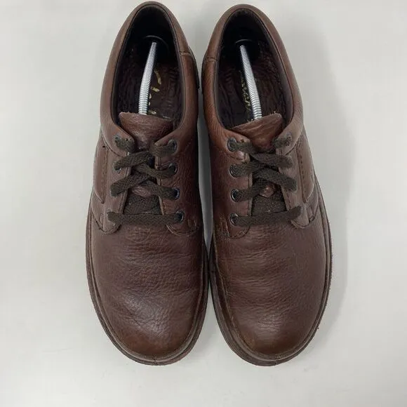 Clarks Nature II Mens Size 13 Brown Pebbled Leather Lace Up Casual Oxford Shoes