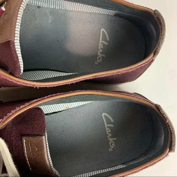 Clarks Red/Purple Casual leather Lace Up Sneakers size 9.5 15807