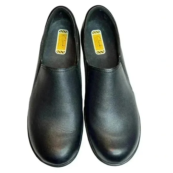 Clark’s Women’s Black Casual Work Slip-On Shoe•Genuine Leather•Size 9•New No Box