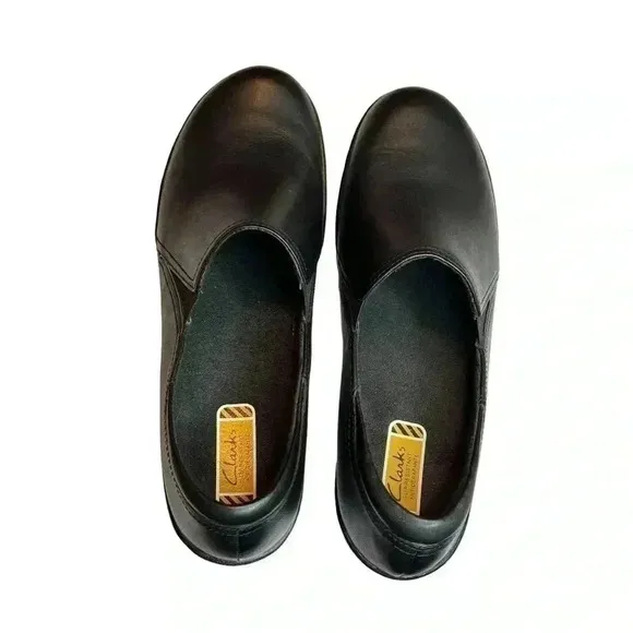 Clark’s Women’s Black Casual Work Slip-On Shoe•Genuine Leather•Size 9•New No Box