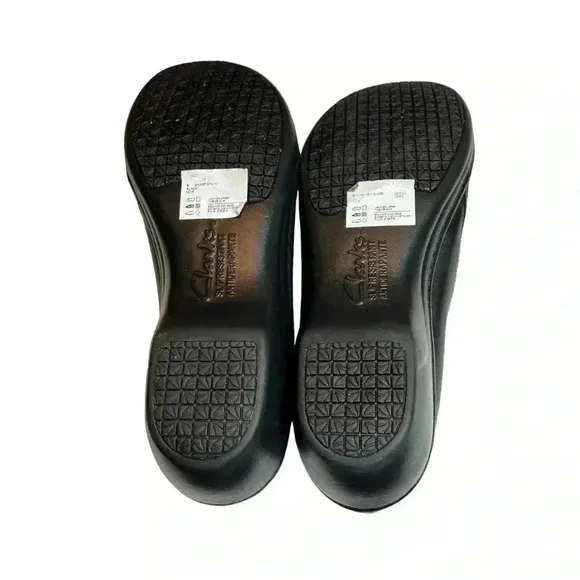 Clark’s Women’s Black Casual Work Slip-On Shoe•Genuine Leather•Size 9•New No Box