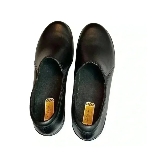Clark’s Women’s Black Casual Work Slip-On Shoe•Genuine Leather•Size 9•New No Box
