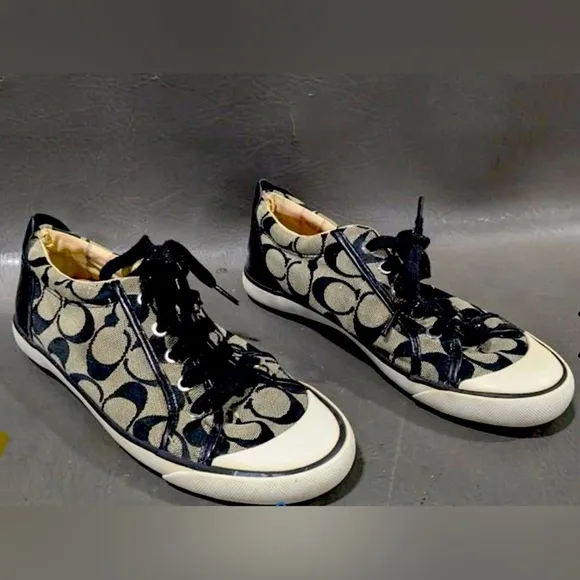 Coach Barrett Signature Logo Sneakers - Black and Grey