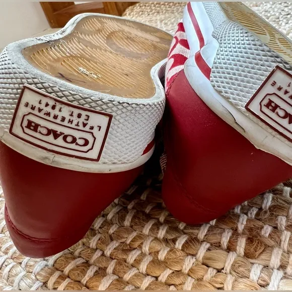 COACH | Logo Red and White Canvas Bobbi Sneakers | kids size 4.5 (women’s 6)