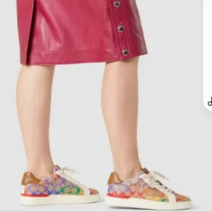 Coach Lowline Low Top Sneaker In Rainbow Signature Canvas Rainbow NEW SZ 9.5