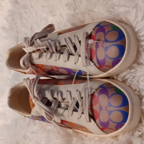 Coach Lowline Low Top Sneaker In Rainbow Signature Canvas Rainbow NEW SZ 9.5