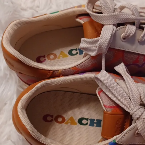 Coach Lowline Low Top Sneaker In Rainbow Signature Canvas Rainbow NEW SZ 9.5