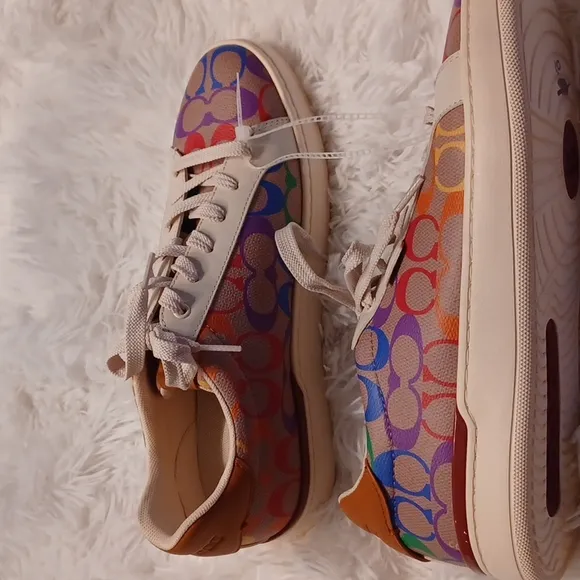 Coach Lowline Low Top Sneaker In Rainbow Signature Canvas Rainbow NEW SZ 9.5