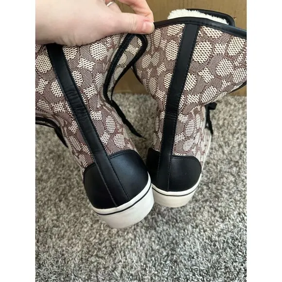 Coach Monogram Jacquard Foldover High Top Sneakers Size 8