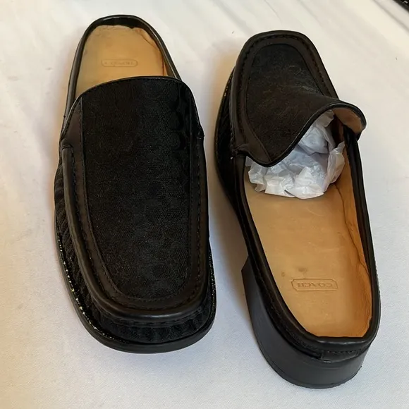 COACH size 11 black vintage monogram flats style name is Vanessa NIB