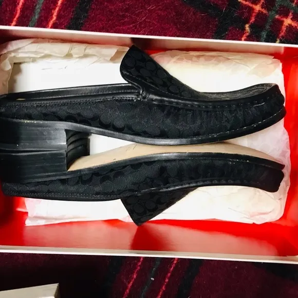 COACH size 11 black vintage monogram flats style name is Vanessa NIB