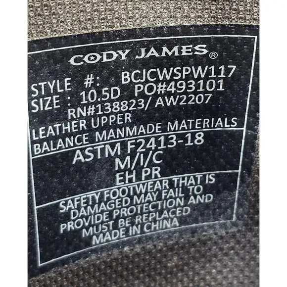 Cody James 11&quot; Decimator Western Work Boots Comp Toe Waterproof Vibram Men 10.5D