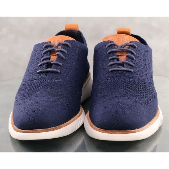 Cole Haan 2. Zerogrand $150 Men's Wingtip Knit Casual Shoes Size 8.5 Blue C27569
