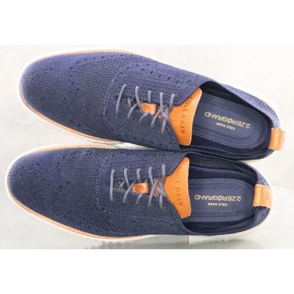 Cole Haan 2. Zerogrand $150 Men's Wingtip Knit Casual Shoes Size 8.5 Blue C27569
