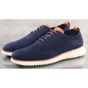 Cole Haan 2. Zerogrand $150 Men's Wingtip Knit Casual Shoes Size 8.5 Blue C27569