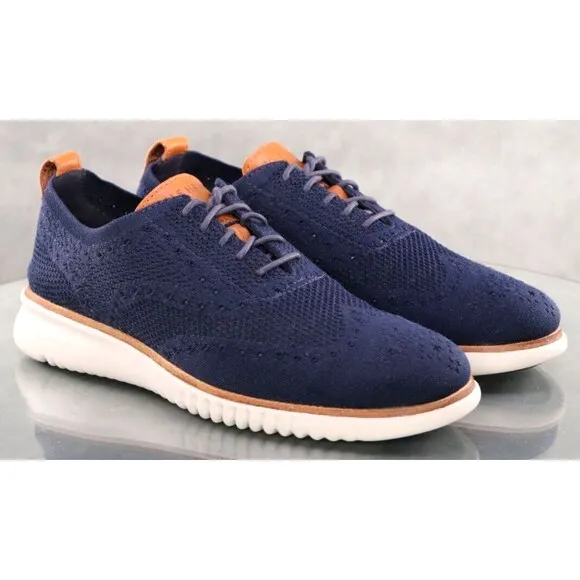 Cole Haan 2. Zerogrand $150 Men's Wingtip Knit Casual Shoes Size 8.5 Blue C27569