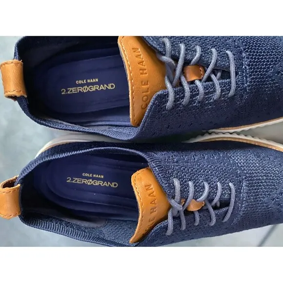 Cole Haan 2. Zerogrand $150 Men's Wingtip Knit Casual Shoes Size 8.5 Blue C27569