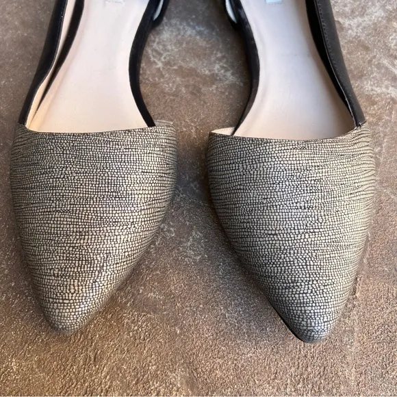 Cole Haan Amalia Skimmer Lizard Flats Black and Cream Sz 9.5