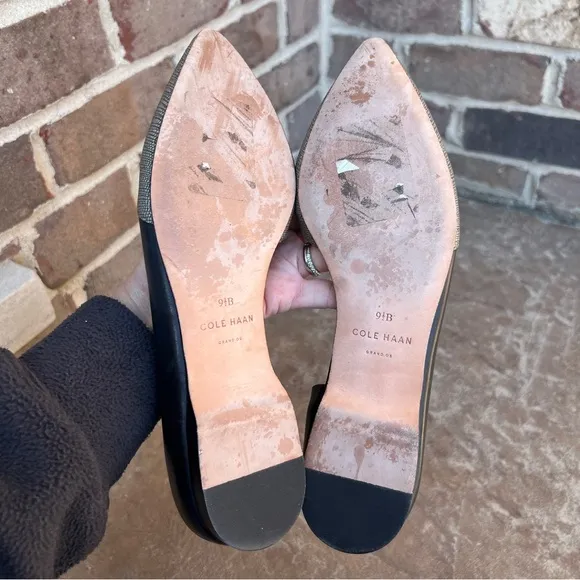 Cole Haan Amalia Skimmer Lizard Flats Black and Cream Sz 9.5