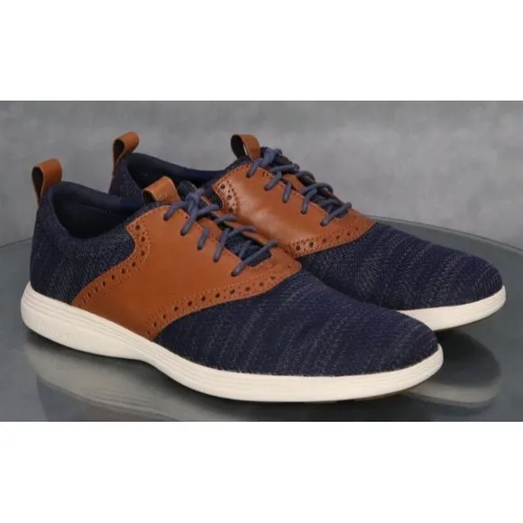 Cole Haan Grand Tour Men's Knit Oxfords Casual Shoes Size 8 Blue Tan