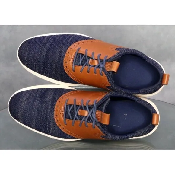 Cole Haan Grand Tour Men's Knit Oxfords Casual Shoes Size 8 Blue Tan