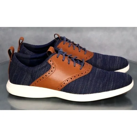 Cole Haan Grand Tour Men's Knit Oxfords Casual Shoes Size 8 Blue Tan