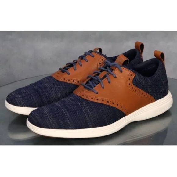 Cole Haan Grand Tour Men's Knit Oxfords Casual Shoes Size 8 Blue Tan